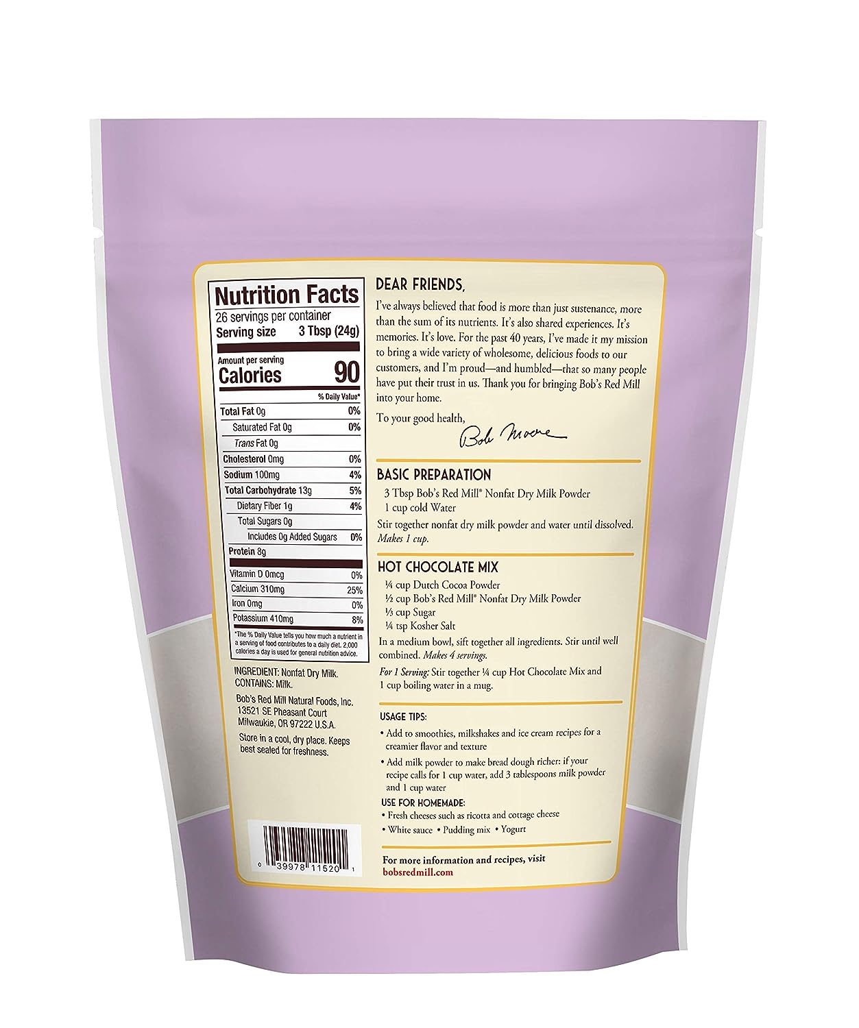 Bob's Red Mill Non Fat Dry Milk Powder, 22 Oz - Image 4